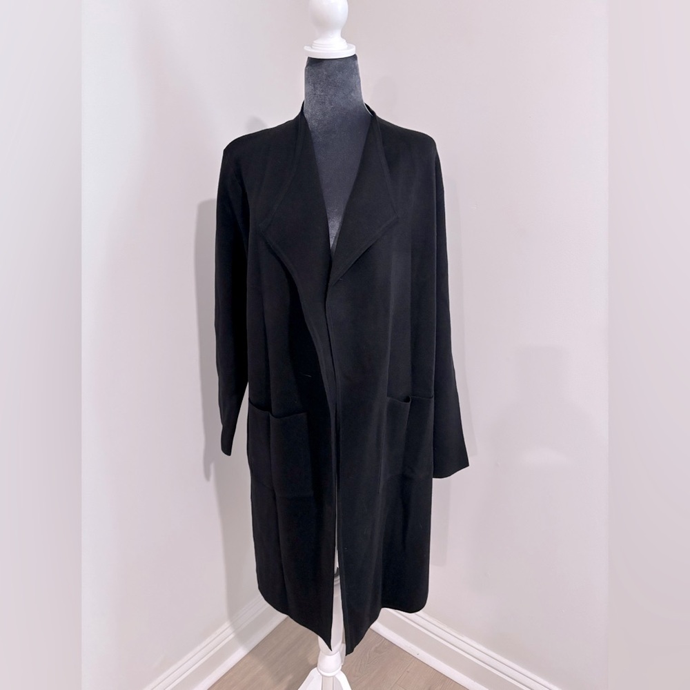 NWT Merokeety Long Sleeve Open Front Cardigan In Black Size L